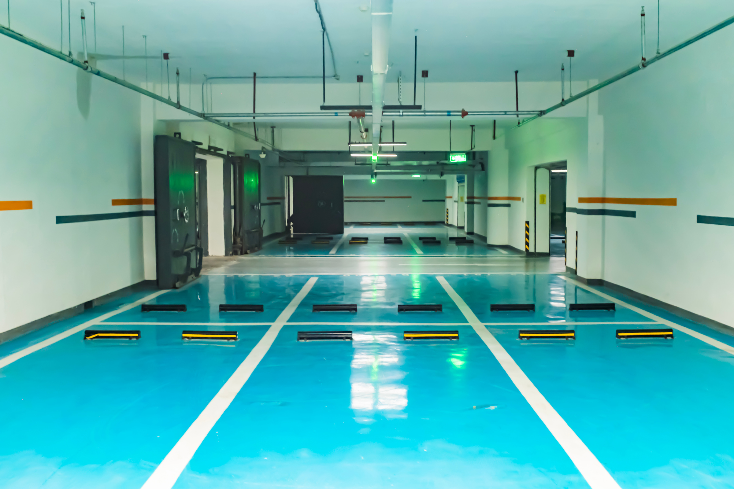 Empty parking lot, epoxy floor